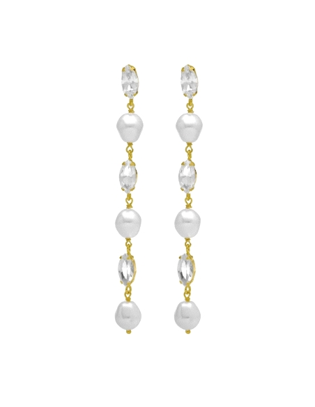 PENDIENTES VICTORIA CRUZ PURPOSE CRISTALES Y PERLA BARROCA A4654-07DT                               