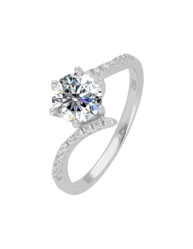 ANILLO BRIZZLING PLATA Y DIAMANTE MOISSANITA TALLA 12 BMR072.12                                     
