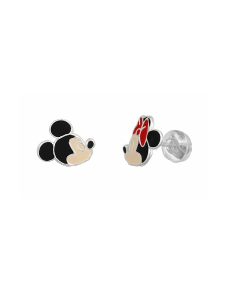 PENDIENTES PLATA DISNEY MICKEY Y MINNIE MOUSSE ESMALTE