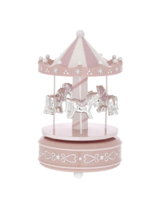 CARROUSEL MUSICAL BEBÉ ROSA Y PLATEADO                                                              