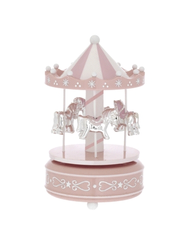 CARROUSEL MUSICAL BEBÉ ROSA Y PLATEADO                                                              
