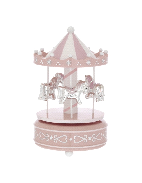CARROUSEL MUSICAL BEBÉ ROSA Y PLATEADO                                                              