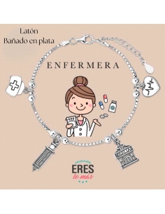 PULSERA PROFESIONES LATON BAÑO PLATA ENFERMERA                                                      