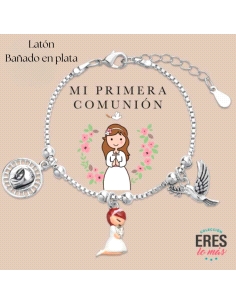 PULSERA NIÑA LATON BAÑO PLATA MI PRIMERA COMUNION                                                   