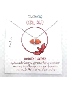 GARGANTILLA THAIBA PLATA CORAL ROJO                                                                 