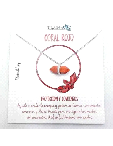 GARGANTILLA THAIBA PLATA CORAL ROJO                                                                 