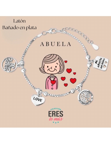PULSERA LATON BAÑO PLATA ABUELA                                                                     
