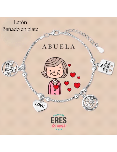 PULSERA LATON BAÑO PLATA ABUELA                                                                     