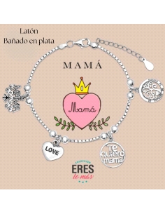 PULSERA LATON BAÑO PLATA MAMA ABALORIOS                                                             