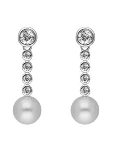PENDIENTES BRIZZLING PLATA Y DIAMANTE MOISSANITA PERLA BME204                                       
