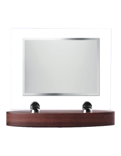 PLACA HOMENAJE CRISTAL Y MADERA OSCURA                                                              