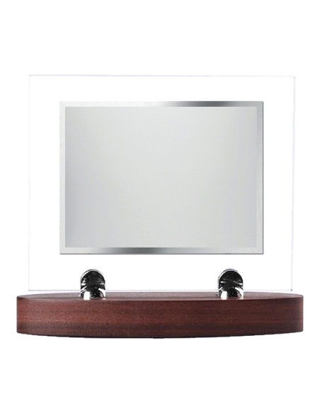 PLACA HOMENAJE CRISTAL Y MADERA OSCURA                                                              