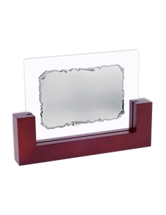 PLACA HOMENAJE CRISTAL Y MADERA OSCURA                                                              