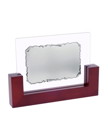 PLACA HOMENAJE CRISTAL Y MADERA OSCURA                                                              