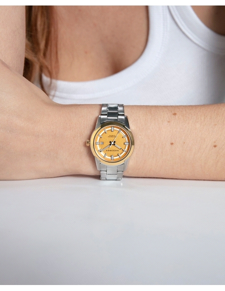 RELOJ ACERO DORADO MUJER, COLECCION ABRAHAM MATEO                                                   