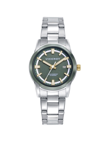 RELOJ ACERO VERDE MUJER, COLECCION ABRAHAM MATEO                                                    