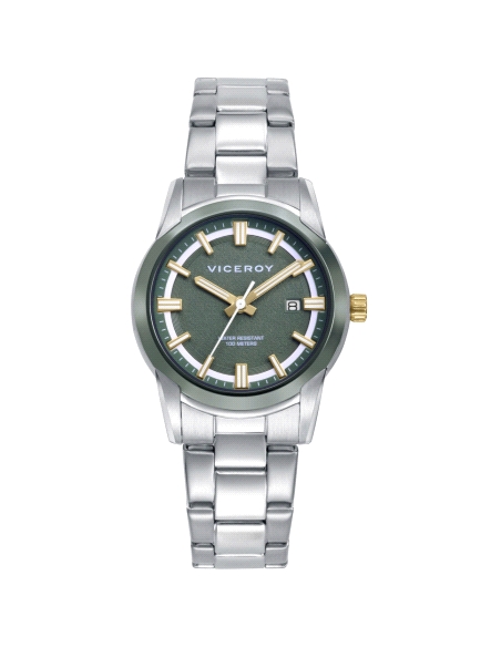 RELOJ ACERO VERDE MUJER, COLECCION ABRAHAM MATEO                                                    