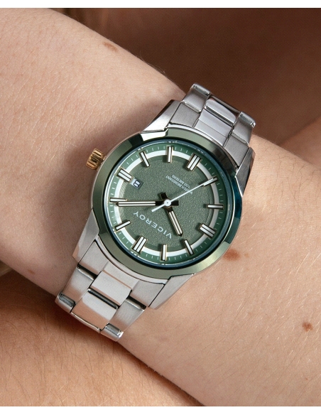 RELOJ ACERO VERDE MUJER, COLECCION ABRAHAM MATEO                                                    