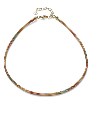 COLLAR ACERO DORADO TUBOGAS CORDON ENROSCADO, COLECCION LAURA ESCANES                               