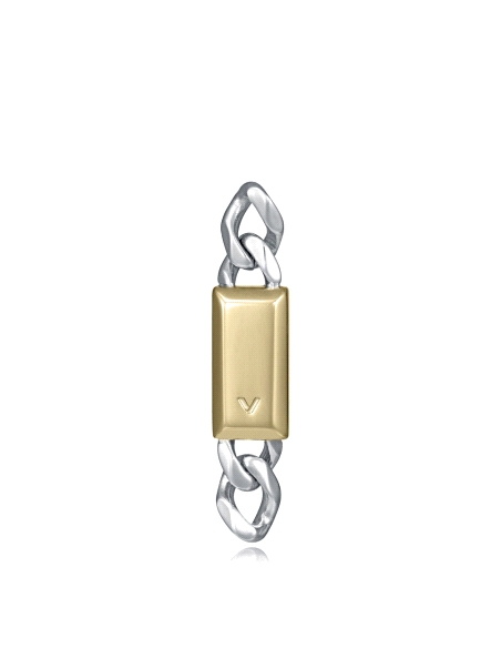 PENDIENTE UNICO DE ACERO DORADO, COLECCION ABRAHAM MATEO                                            