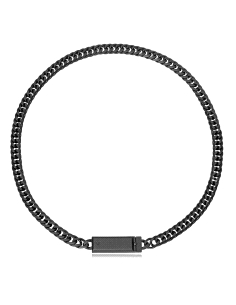 COLLAR ACERO NEGRO CADENA CON PLACA, COLECCION ABRAHAM MATEO                                        