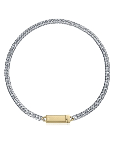COLLAR DE ACERO CADENA CON PLACA, COLECCION ABRAHAM MATEO                                           