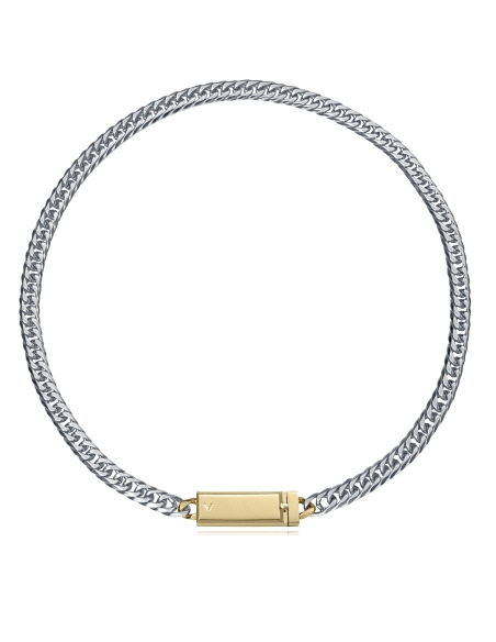 COLLAR DE ACERO CADENA CON PLACA, COLECCION ABRAHAM MATEO                                           