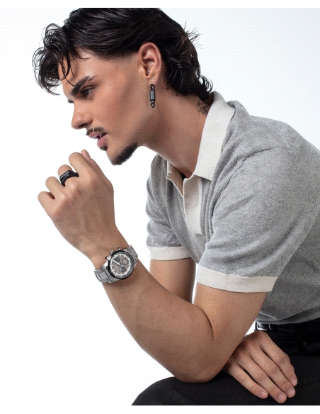 ANILLO ACERO SELLO NEGRO, COLECCION ABRAHAM MATEO                                                   