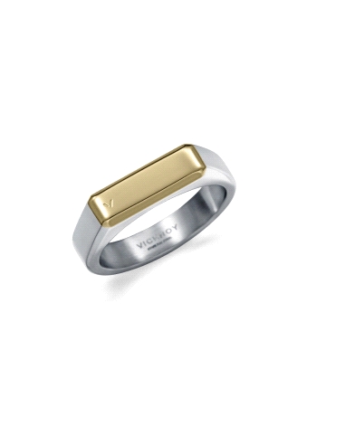 ANILLO ACERO SELLO CON PLACA DORADA, COLECCION ABRAHAM MATEO                                        