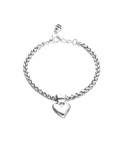 PULSERA RODIO UNO DE 50 CADENA CON CORAZON PEQUEÑO TALLA M                                          