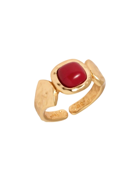 ANILLO VIDAL&VIDAL AJUSTABLE ZAHARA CON CORAL SINTETICO ROJO X48517101                              