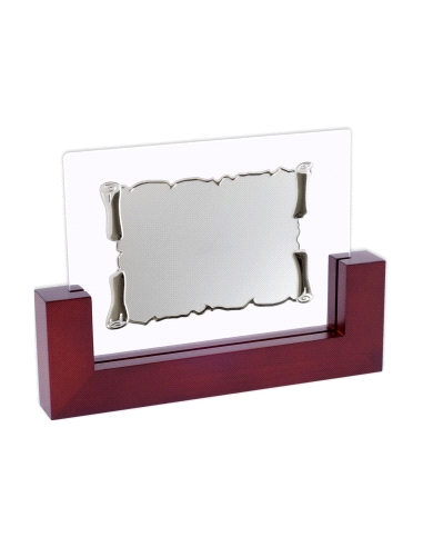 PLACA CONMEMORATIVA MADERA Y CRISTAL PERGAMINO                                                      