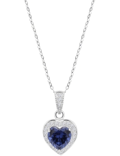 Collar Lotus Silver Mujer Colors Corazón Circonita Azul                                             