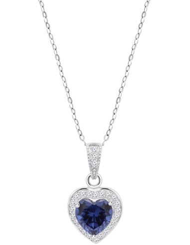 Collar Lotus Silver Mujer Colors Corazón Circonita Azul                                             