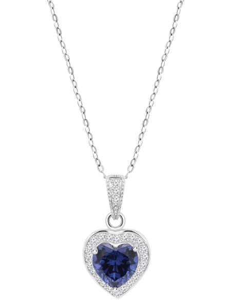 Collar Lotus Silver Mujer Colors Corazón Circonita Azul                                             