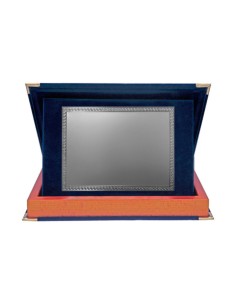 PLACA HOMENAJE ESTUCHE TERCIOPELO AZUL Y ALUMINIO