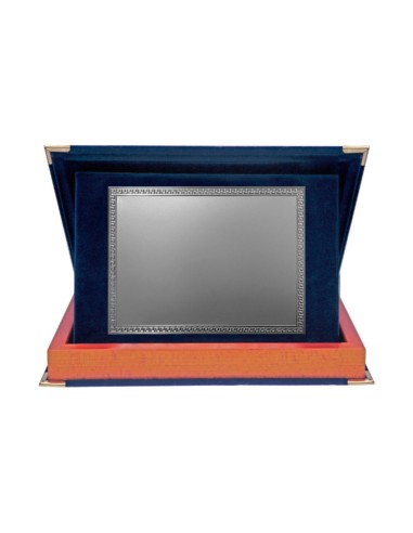 PLACA HOMENAJE TERCIOPELO AZUL Y ALUMINIO
