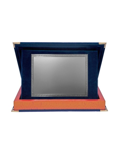 PLACA HOMENAJE TERCIOPELO AZUL Y ALUMINIO