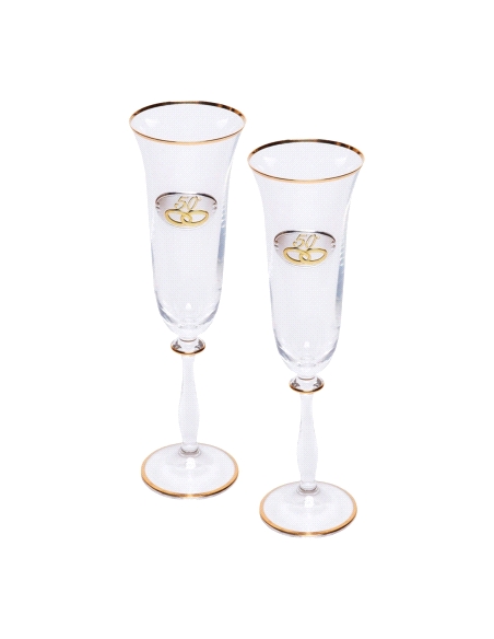 ESTUCHE COPAS CRISTAL CONMEMORATIVAS 50 ANIVERSARIO                                                 