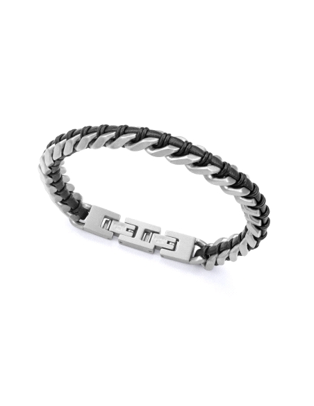 PULSERA VICEROY CABALLERO ACERO Y PIEL NEGRA CADENA 14386P01010                                     