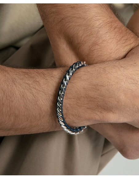 PULSERA VICEROY CABALLERO ACERO Y PIEL NEGRA CADENA 14386P01010                                     