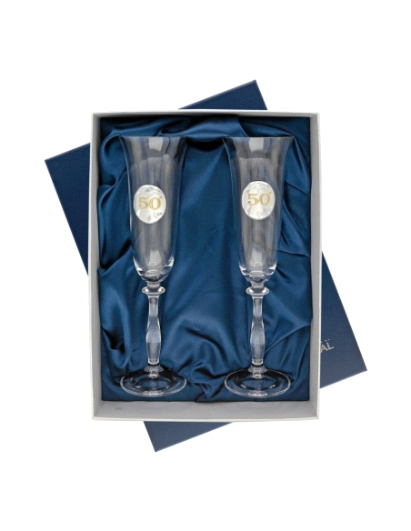 ESTUCHE COPAS CRISTAL CONMEMORATIVAS 50 ANIVERSARIO                                                 