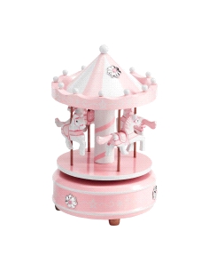 CARRUSEL MADERA MUSICAL BEBE ROSA                                                                   