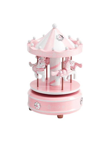 CARRUSEL MADERA MUSICAL BEBE ROSA                                                                   