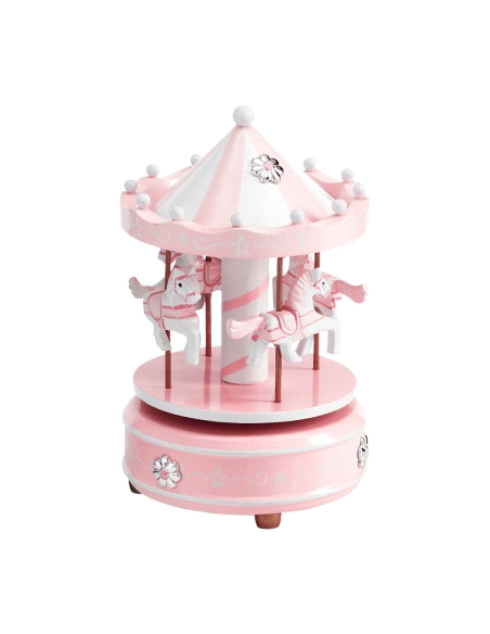 CARRUSEL MADERA MUSICAL BEBE ROSA                                                                   