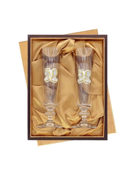 ESTUCHE COPAS CONMEMORATIVAS CRISTAL 50 ANIVERSARIO