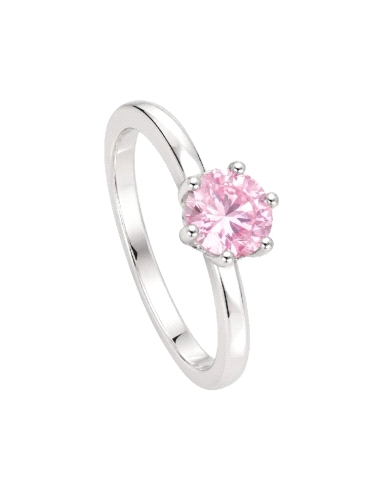 ANILLO BRIZZLING PLATA Y DIAMANTE MOISSANITA ROSA TALLA 14 BMR2002-P.1                              