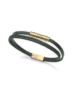 PULSERA VICEROY CABALLERO ACERO IP DORADO PIEL VERDE 15222P01016                                    
