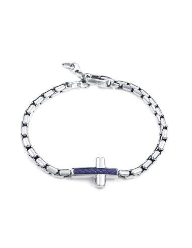 PULSERA VICEROY CABALLERO ACERO Y PIEL AZUL CRUZ 14396P01000                                        