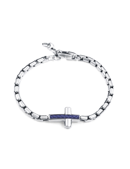 PULSERA VICEROY CABALLERO ACERO Y PIEL AZUL CRUZ 14396P01000                                        